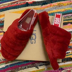 Size 10 Women’s Fluff Yeah Slides Color Red